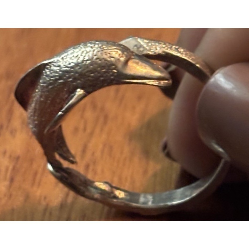 Vintage Sparkly Sterling Silver 925 Swimming Dolphin Ring Size 6.5 Beautiful!!!